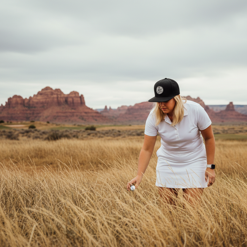OG 2 Ball Golf Whiteout Logo on a Black Snapback Hat